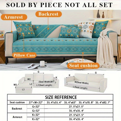 Sofa Cover Bohemian Chenille Jacquard Knit Sections with Anti-Slip Feature for Seat, Armrest or Backrest