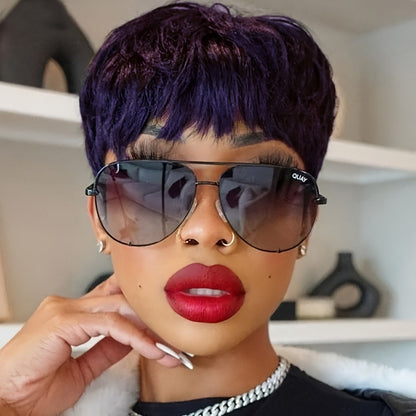 Synthetic Wig 4-Inch Wavy Pixie with Bangs in Eight Retained Color Codes for Costume Styling