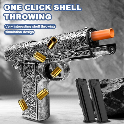 Soft Bullet Toy Gun with 120 Shells & Ejecting Shell System – Semi-Auto Rapid-Fire Pistol for Boys, 2 Magazines, Indoor Outdoor Shooting Game, Birthday Gift for Kids Ages 6+
