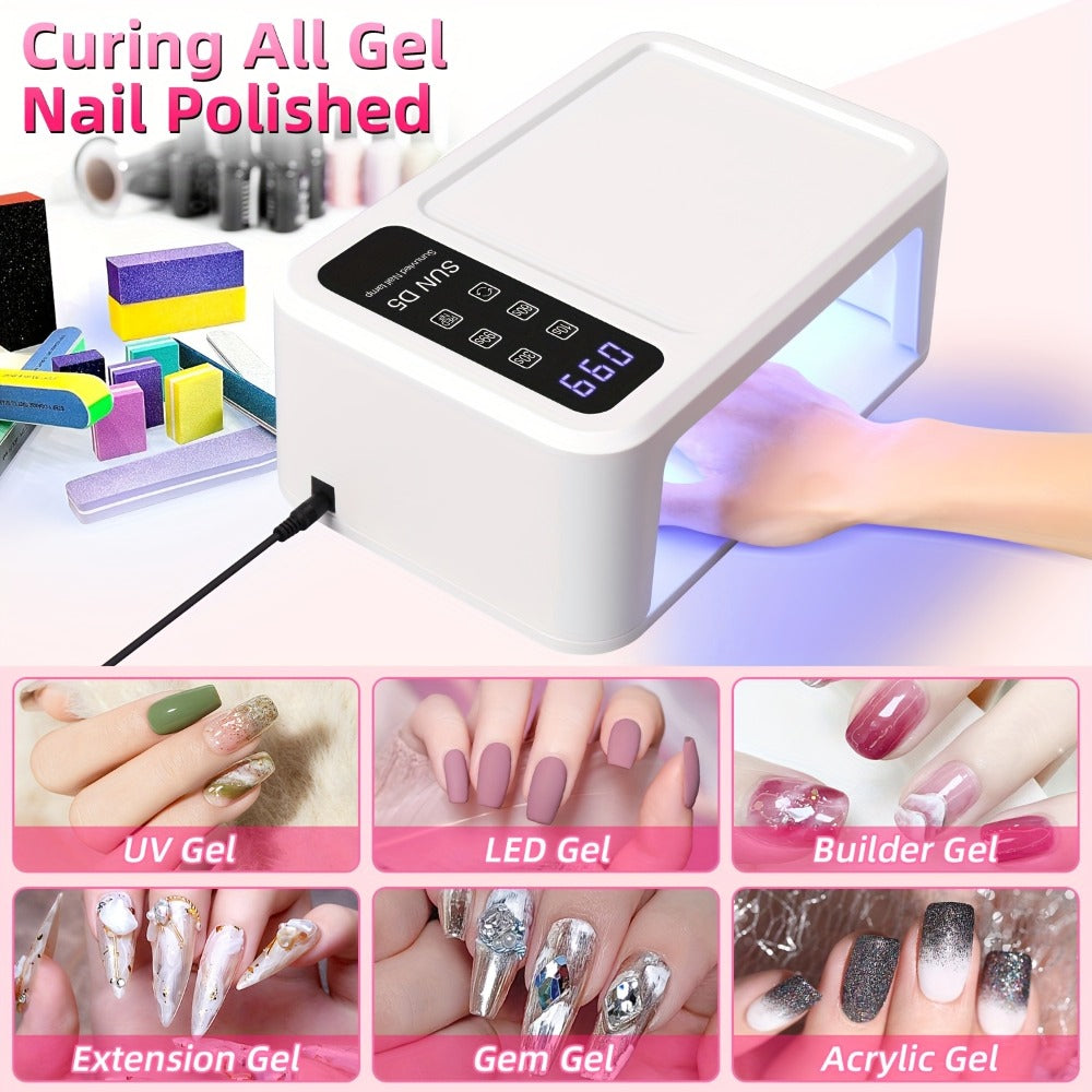 Dual Hand LED Nail Lamp – 2-in-1 Blue & Red Light Gel Curing Light with Removable Plate, 4 Timers & Auto Sensor | Professional Fast Nail Dryer for Both Hands, Home & Salon DIY Manicure