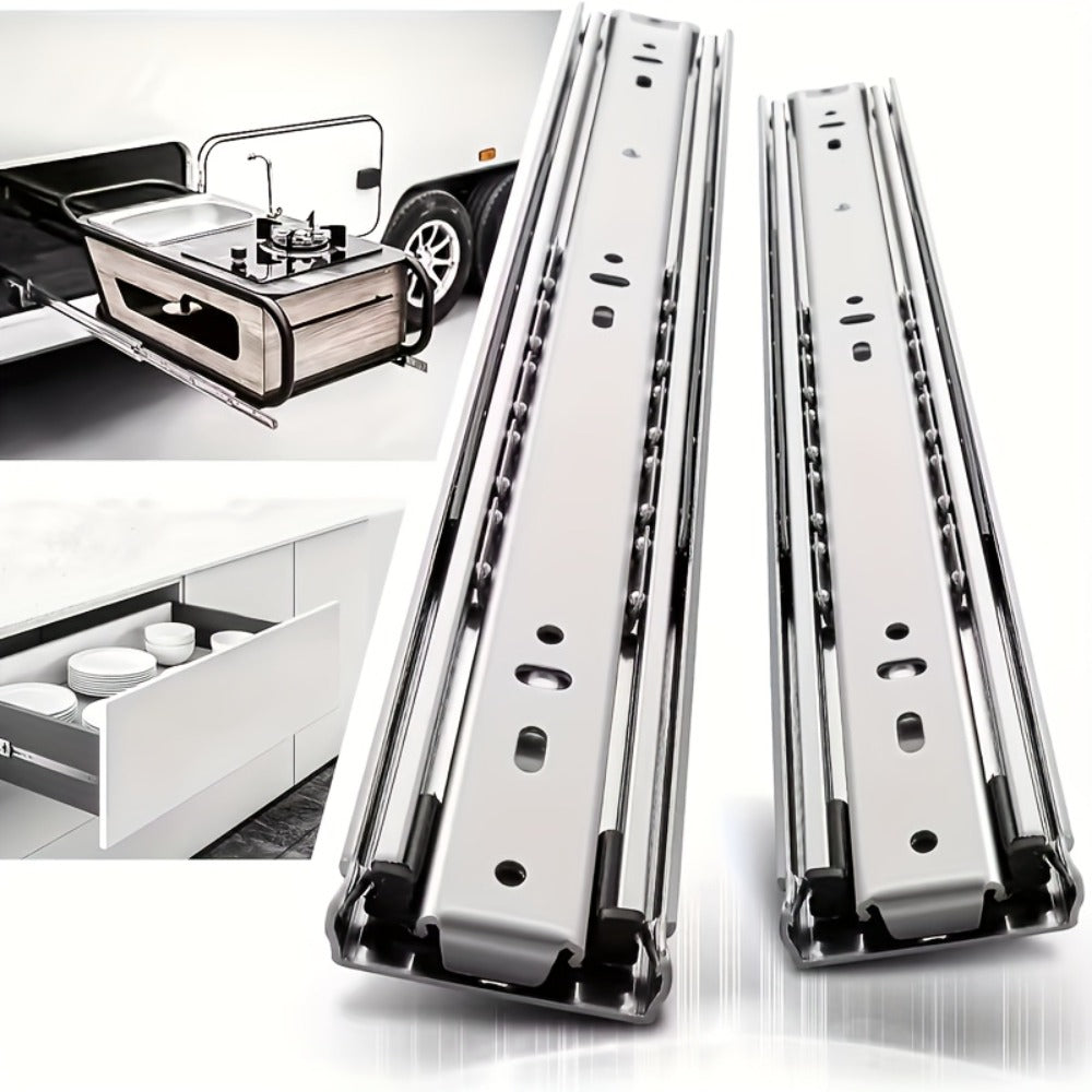Ball Bearing Drawer Slides Full Extension 2 Pack – Heavy Duty Stainless Steel Cabinet Slides Quiet Smooth Glide Side Mount 10 14 16 Inch for Kitchen Dresser Office Furniture DIY Cabinet