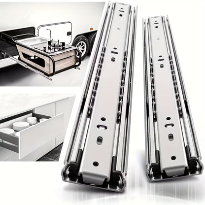 Ball Bearing Drawer Slides Full Extension 2 Pack – Heavy Duty Stainless Steel Cabinet Slides Quiet Smooth Glide Side Mount 10 14 16 Inch for Kitchen Dresser Office Furniture DIY Cabinet