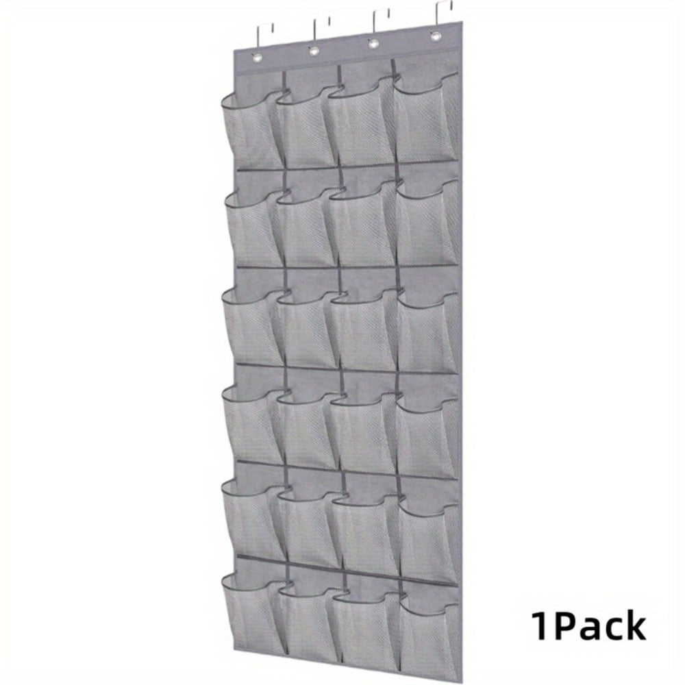 Over Door Shoe Organizer 24 Large Mesh Pockets – Foldable Breathable Hanging Storage Rack, Durable Fabric Closet Hanger for Shoes & Accessories, Space-Saving Door Organization
