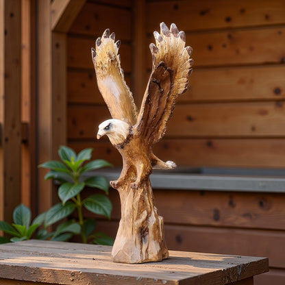 Lifelike Bald Eagle Resin Statue, 15.5-Inch Wildlife Sculpture for Indoor Shelf, Mantel or Tabletop Display