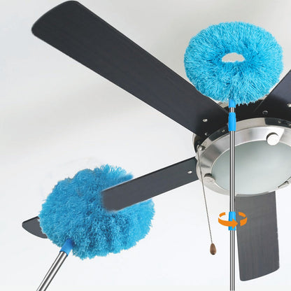 Ceiling Fan Cleaner Brush with Extension Rod – Detachable Washable Ultra-Fine Microfiber Duster for High Ceilings, Fans, Furniture & Cars, Long Reach Dust Brush Cleaning Tool Set (Blue)
