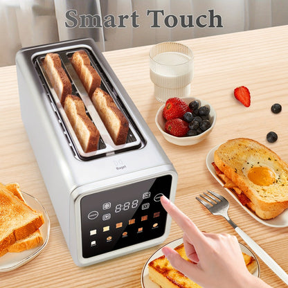 Long-Slot Four-Slice Toaster with Touch Screen, Six Shade Levels and Removable Slide-Out Crumb Tray