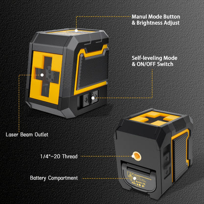 Yellow-and-Black Cross-Line Laser Level Set with Silver Tripod and Single Style Checkout Pictured