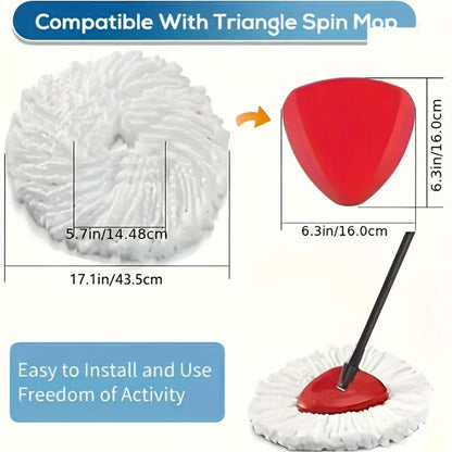 White Triangular Rotary Mop Replacement Heads in Two-, Five-, Ten- or Twenty-Piece Packs Pictured
