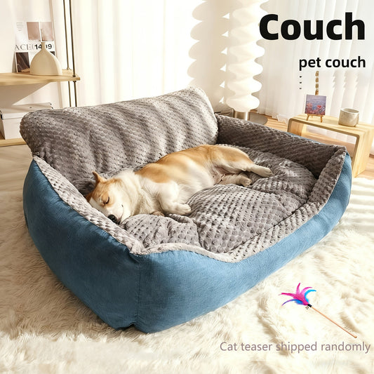 Orthopedic Dog Bed Luxury Extra Large Fluffy Winter Warm Pet Couch, Cat Sofa Kennel Cushion Pad for Small Medium Large Dogs Cats up to 110LB, 4 Sizes S to XL, Includes Cat Teaser Toy