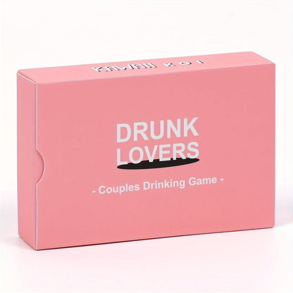Drunk Lovers Couples Card Game with 54 Prompt Cards Split into 26 Pink and 28 Gray Cards, with Compact Pink Box