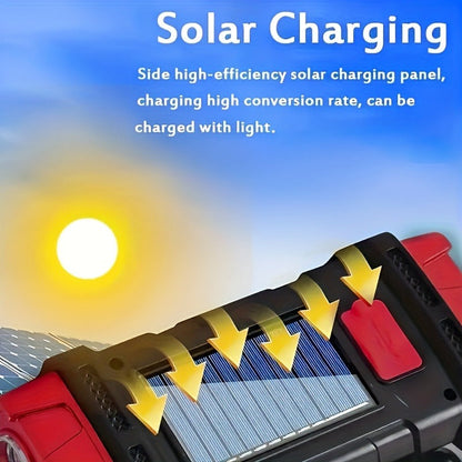 Flashlight 2000-Lumen Solar and USB-C Rechargeable Carrying Light with Power Bank and Four Modes