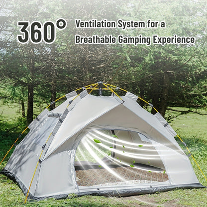 Camping Tent Pop-Up with Dual Doors, Optional Mesh Windows and 1-3 or 3-4 Person Source Options