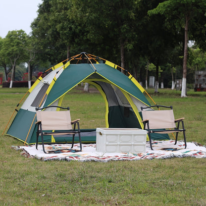 Camping Tent 4-Person Pop-Up Sunshade with Insect-Mesh Panels, Two-Door Option and M or L Sizes