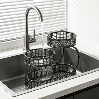 Countertop Fruit Bowl 3-Tier Round Metal Wire Stand | Kitchen Storage Organizer for Fruits Vegetables Bread Snacks | Space-Saving Produce Rack