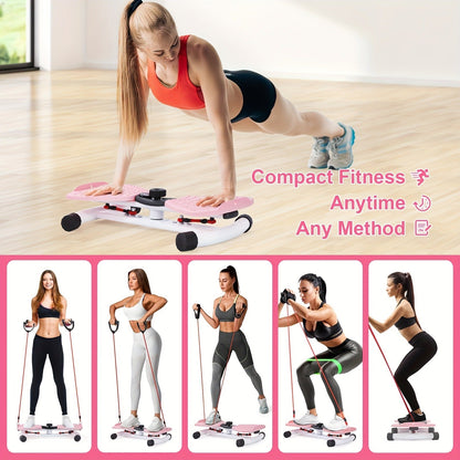 Fitness Equipment Waist Twist Stepper with Resistance Tubes, 360-Degree Pedal Motion and Three Options