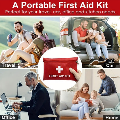 Sixteen Empty Red First Aid Storage Pouches with Full-Open Zippers, White Cross Print and 20 x 14 cm Size