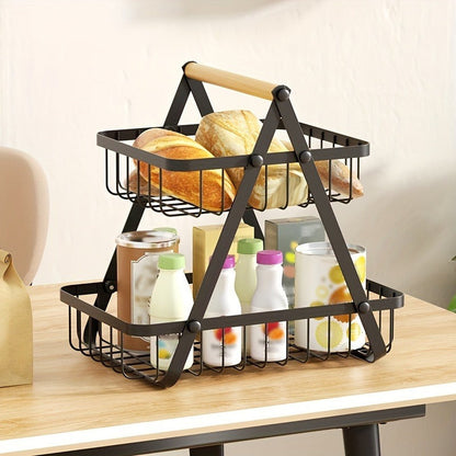 Fruit Basket Countertop 2-Tier Wire Organizer | Kitchen Storage Rack for Fruits Vegetables Bread