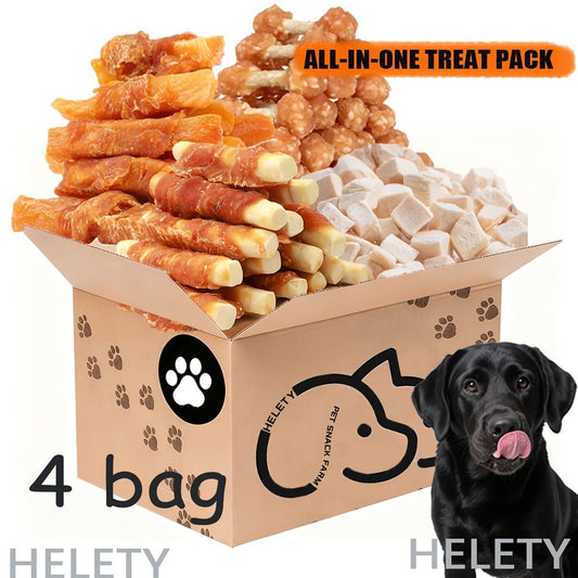 Dog Treats Chicken, Duck and Egg Yolk Assortment with Multi-Bag, 350g and 25 x 4g Options for Dog Reward Use