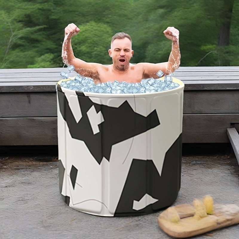 Foldable Soaking Bathtub for Adults Portable Extra Large Free Standing Hot Tub with Temperature Retention Easy Assembly for Small Spaces