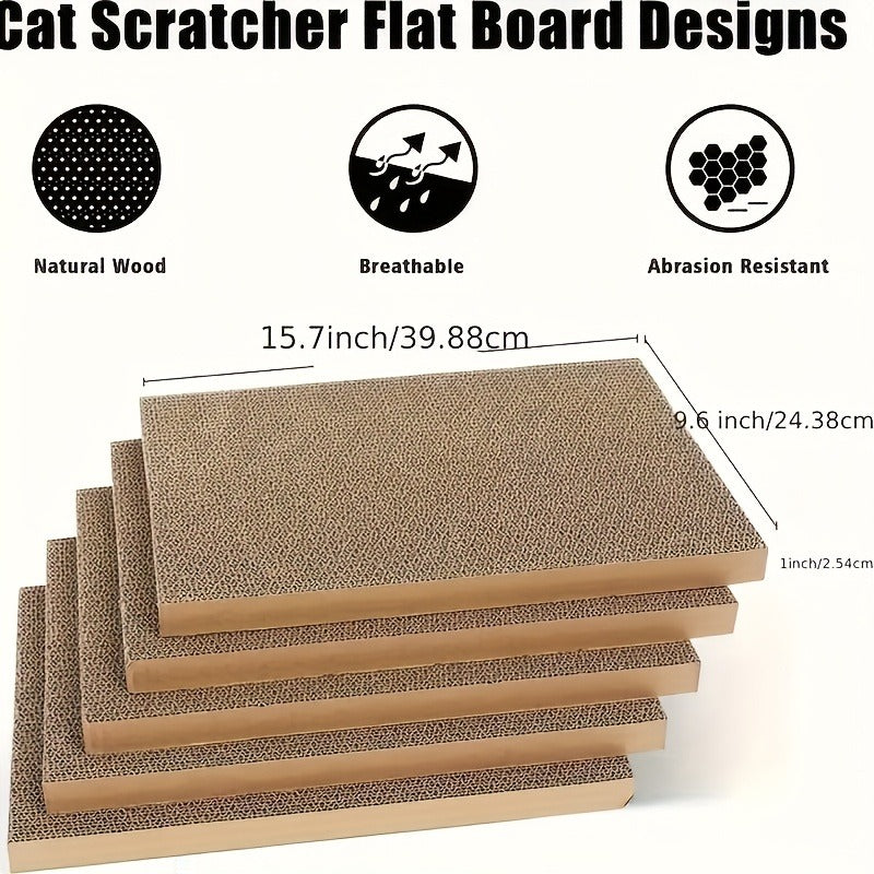 Cardboard Cat Scratching Board 5pcs Reversible Extra Large with Box Indoor Cat Scratch Pad Sofa Resting Playing Lounge Set Regular and XL