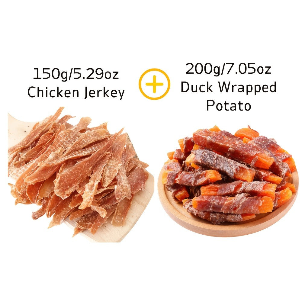 Dog Treats Chicken and Duck Jerky Dual Packs with Six 200g Plus 200g Flavor Combinations for Dog Reward Use