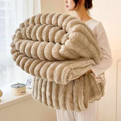 Channel-Textured Throw Blanket in Seven Colors and Four Displayed Size Options from 50 x 60 to 108 x 90 Inches