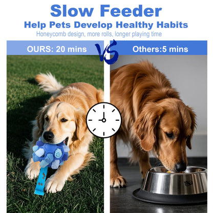 Dog Toy Fabric Snuffle Ball Treat Dispenser and Slow Feeder in Five Colors for Dogs and Puppies