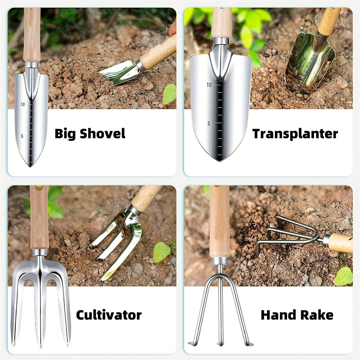 Gardening Kit 9-Piece with Gloves & Carry Bag | Heavy Duty Rust-Resistant Garden Tool Set Trowel Weeder Pruner Rake | Planting Gift for Women Men Beginners