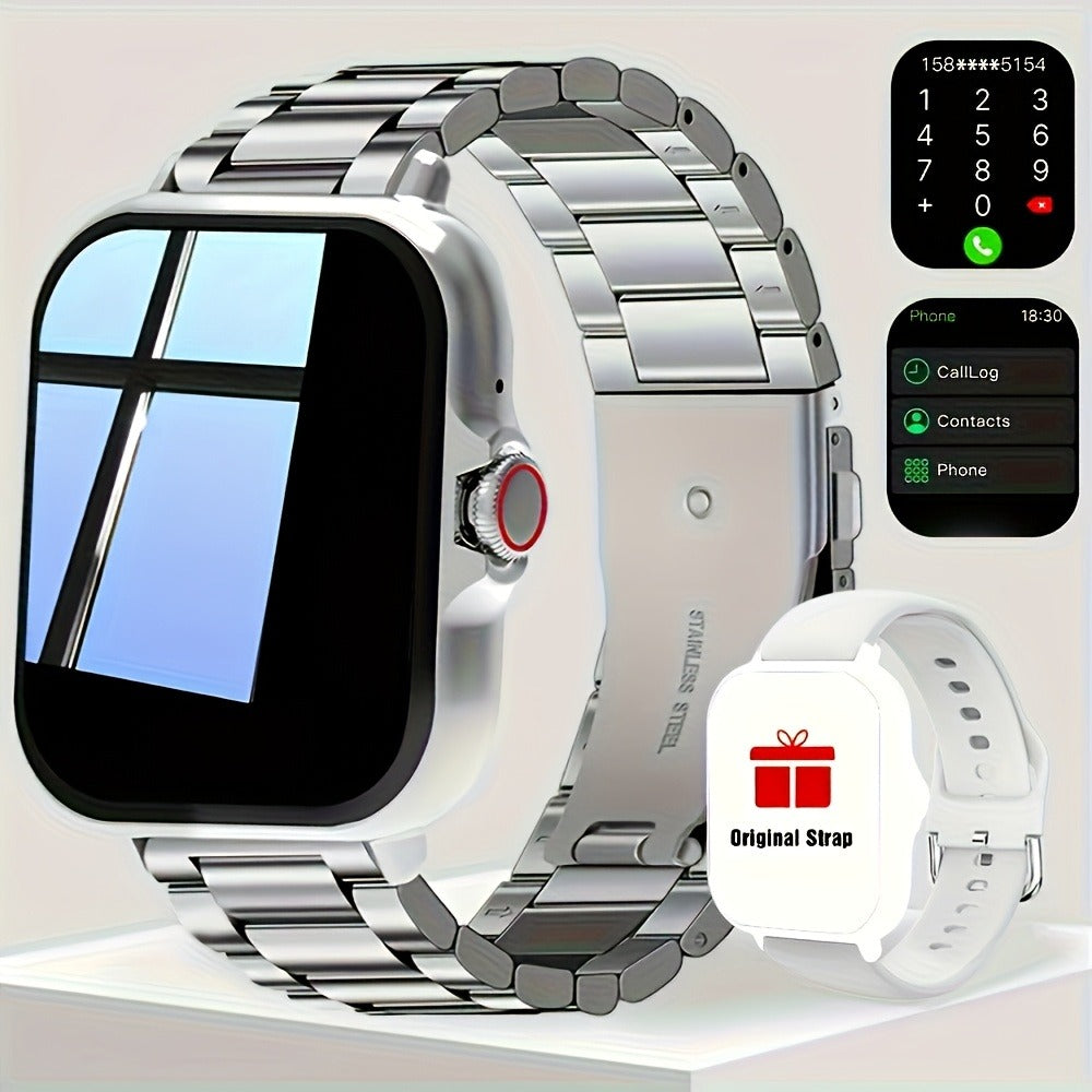 Smart Watch Square Display with Wireless Calling, 100+ Sport Modes and Black or Silver Band Options