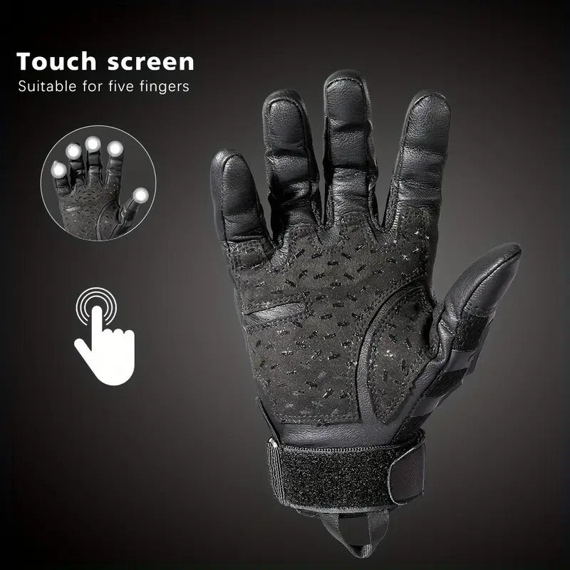 Full-Finger Tactical Gloves with Touchscreen Panels, Camouflage Finish and Anti-Slip Palm Design