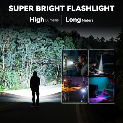 Flashlight Magnetic Aluminum EDC Light with Nine Modes, UV and COB Side Lights, 1500mAh Battery and Display