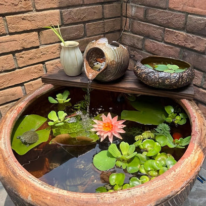 Mini Ceramic Tabletop Fountain Water Feature with Retro Garden Style in Two Checkout Packages