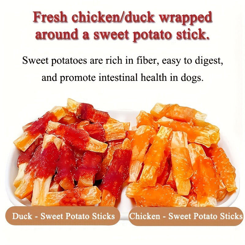 Dog Treats Chicken or Duck Sticks with Sweet Potato or Milk in 200g and 400g Pack Options for Dog Reward Use