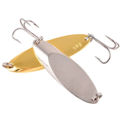 Fishing Lure Set 20-Piece Holographic Metal Casting Spoons in Five Weights with Gold, Silver or Rainbow Finish and Treble Hooks