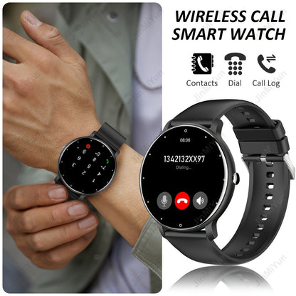 Smart Watch 1.5-Inch Round Display with Wireless Calling, Custom Faces and Black Silicone Band