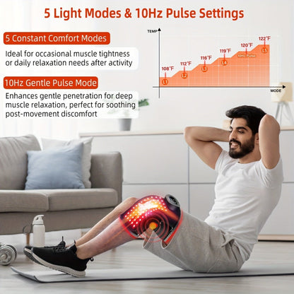 Red and Near-Infrared LED Knee Wrap with 660nm and 850nm Lights, Three Vibration Levels and Five Light Modes