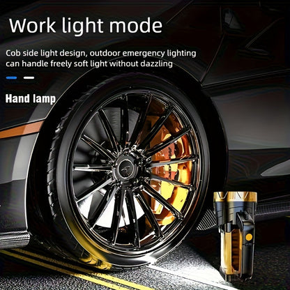 Flashlight 2000-Lumen Rechargeable Searchlight with 2400mAh Battery, Side Lantern and USB Output