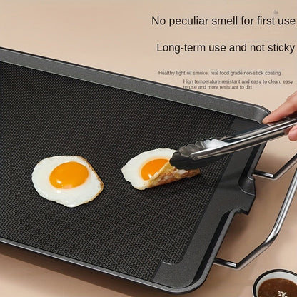 Electric Griddle 1500W Non-Stick Oblong Baking Pan 5-Speed Temperature Control Smokeless Indoor Grill for Eggs Vegetables BBQ Dishwasher Safe Black