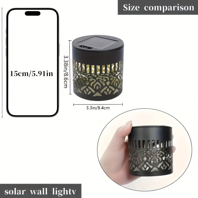 Solar Garden Lights IP65 Mandala Metal Wall Lanterns with Pattern Projection in 1/2/4 Packs for Fence Decor