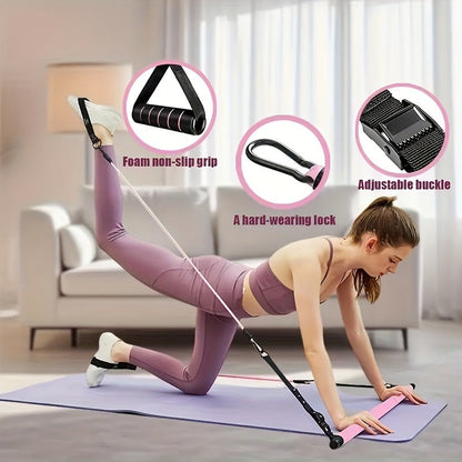 Pilates Bar Kit 14pcs with Resistance Bands & Tension Belt – Multifunctional Fitness Pedal Puller Stick for Home Yoga Stretch Training, Full Body Workout Equipment for Women Men