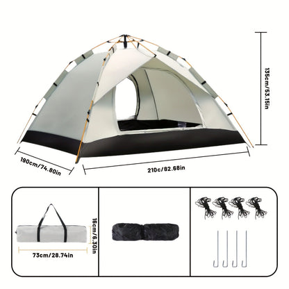 Camping Tent Cloud-Gray Pop-Up with Two Doors, Optional Mesh Windows and Two Source Dimensions