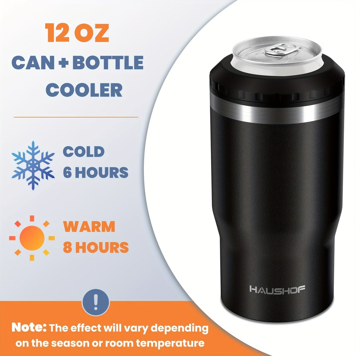 Insulated 12 oz Can Cooler with Double-Wall Body in Black, Navy Blue and Three Camo Color Options