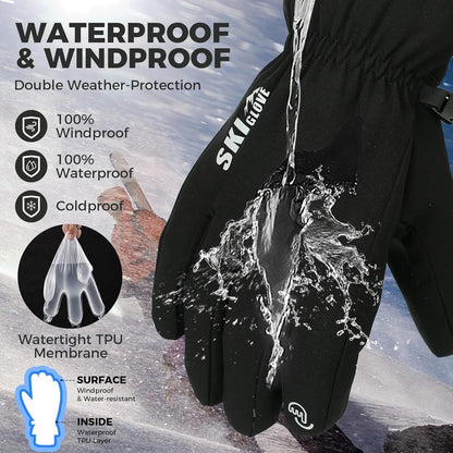 Black Full-Finger Winter Gloves with Touch-Panel Fingertips and Complete S, M, L and XL Size Options