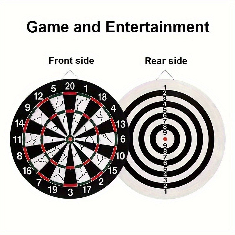 17-Inch Double-Sided Flocked Dartboard Set with Six Practice Darts, Six Gold-Color Darts and Alloy Edge Frame
