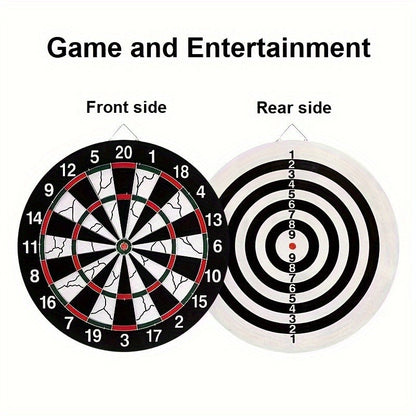 17-Inch Double-Sided Flocked Dartboard Set with Six Practice Darts, Six Gold-Color Darts and Alloy Edge Frame