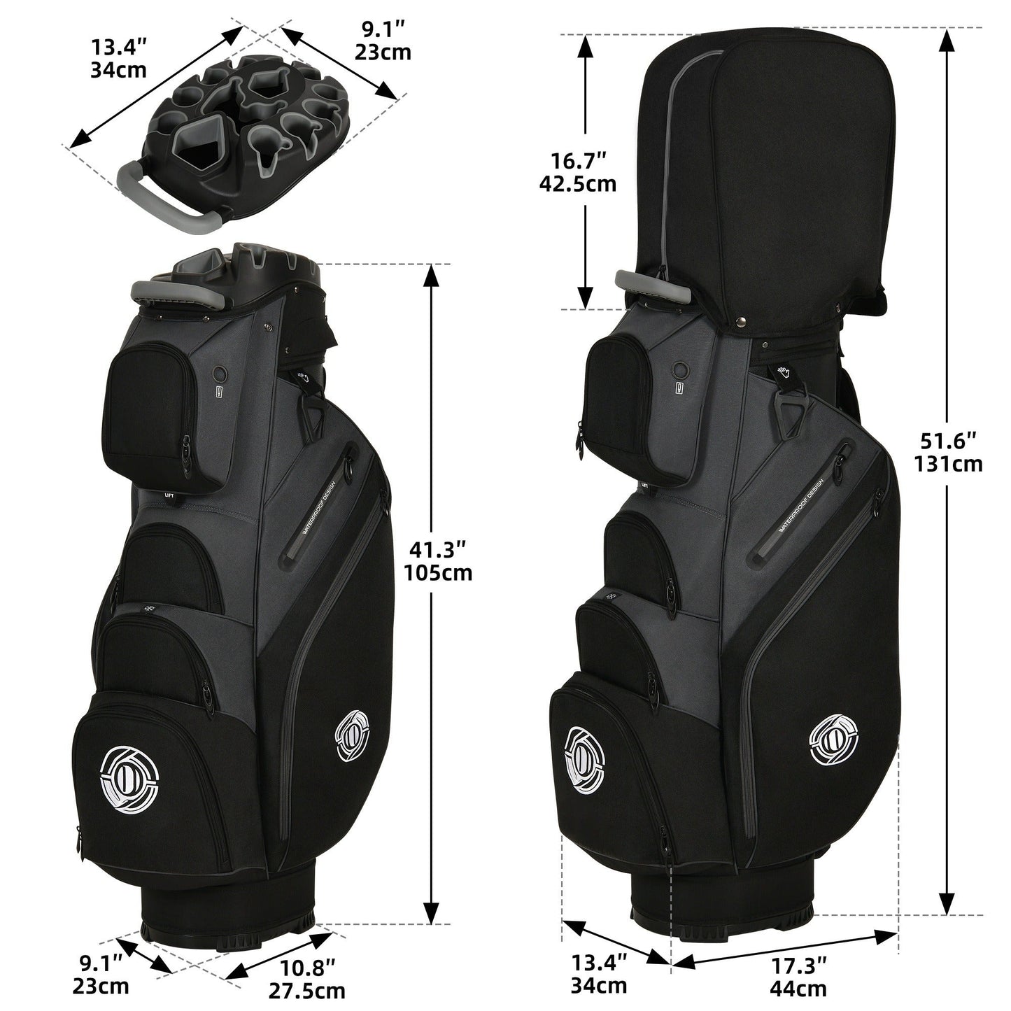 Hard Shell Golf Bag Armored Protective 900D High-Density Oxford Cloth Large Capacity Professional Equipment Travel Bag 105x27x38cm Deep Grey Business Color Matching