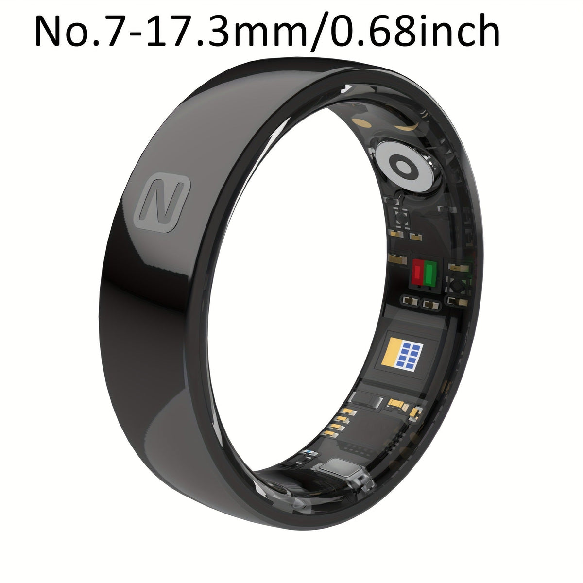 N-Style Smart Ring with Screenless Sensor Design, Charging Case, Black, Pink or White Finish and Sizes 7–13