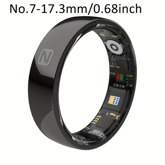 Fitness Tracker Smart Ring – IP68 Waterproof, Sleep & Step Monitor, Crystal Charging Case, Stainless Steel | Men & Women Sizes 7–13
