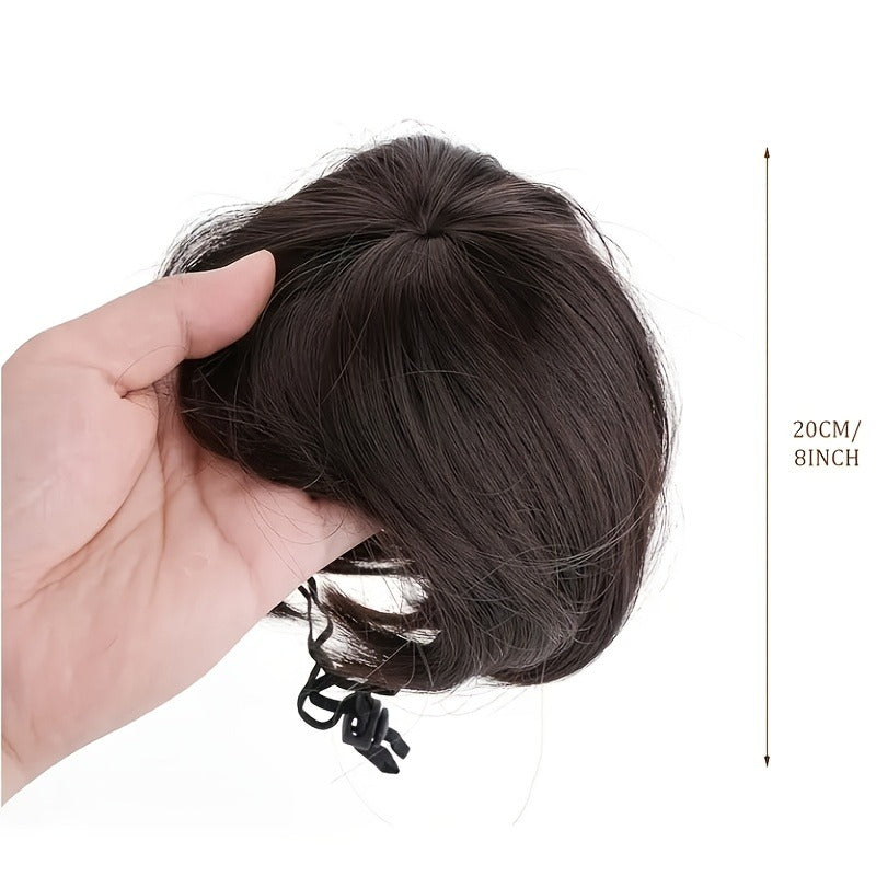 Dog Wig Costume for Small Medium Dogs, Funny Pet Hair Headpiece Adjustable Heat-Resistant Trimmable Black Brown Wig for Halloween Christmas Birthday Party Dress Up Photo Prop