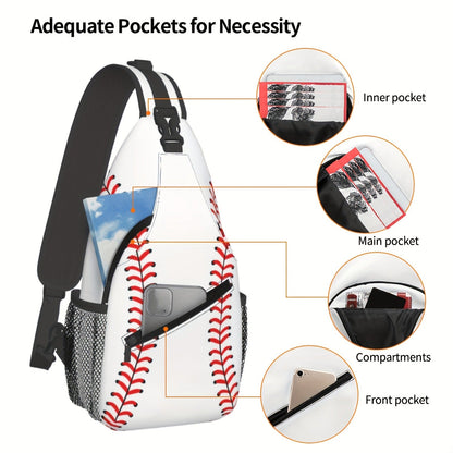 Sling Bag Baseball-Themed One-Strap Crossbody Pack with Adjustable Shoulder Carry for Training and Travel